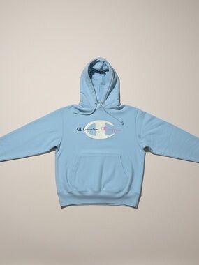 Champion Reverse Weave Light Blue Logo Hoodie - Men